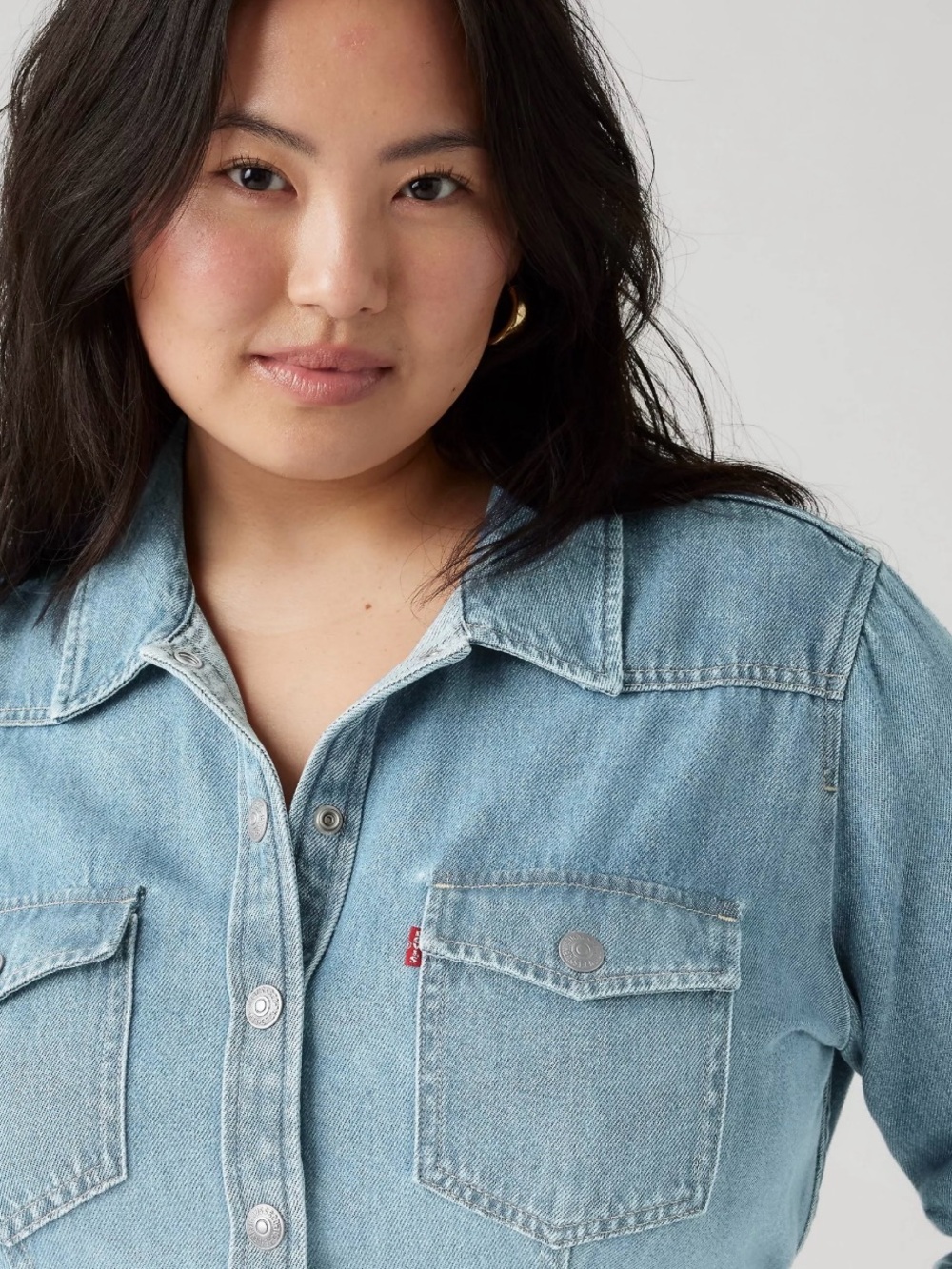 NWT women’s Levi's Light Blue Western Denim Button-Up long sleeve Dress - Picture 5 of 15